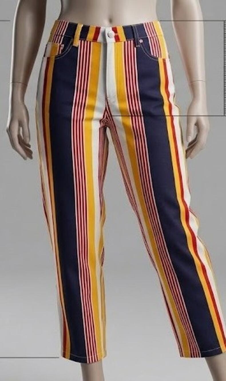 VTG 70s Miss Holly Striped Crop Pants Mod Primary Color Zipper AS IS REPAIR